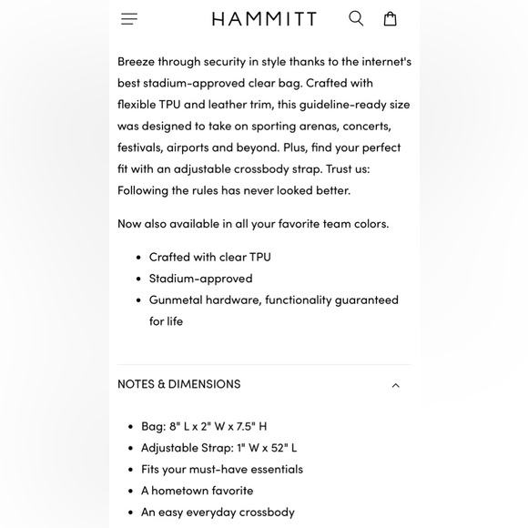 HAMMITT Tony Stadium Approved Clear Small Brushed Gold Red Stitching NWT - Picture 10 of 10